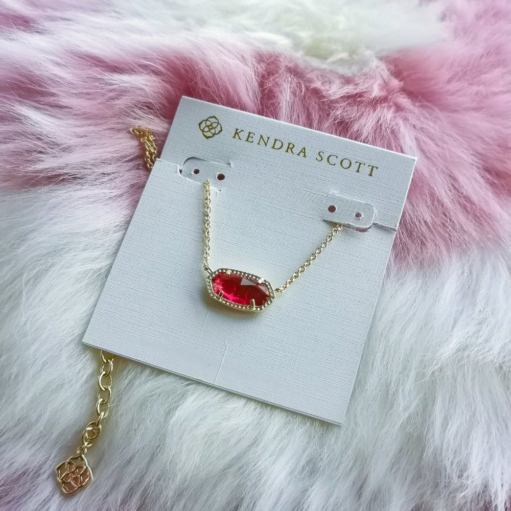 Kendra Scott Gold Elisa Red Glass Necklace